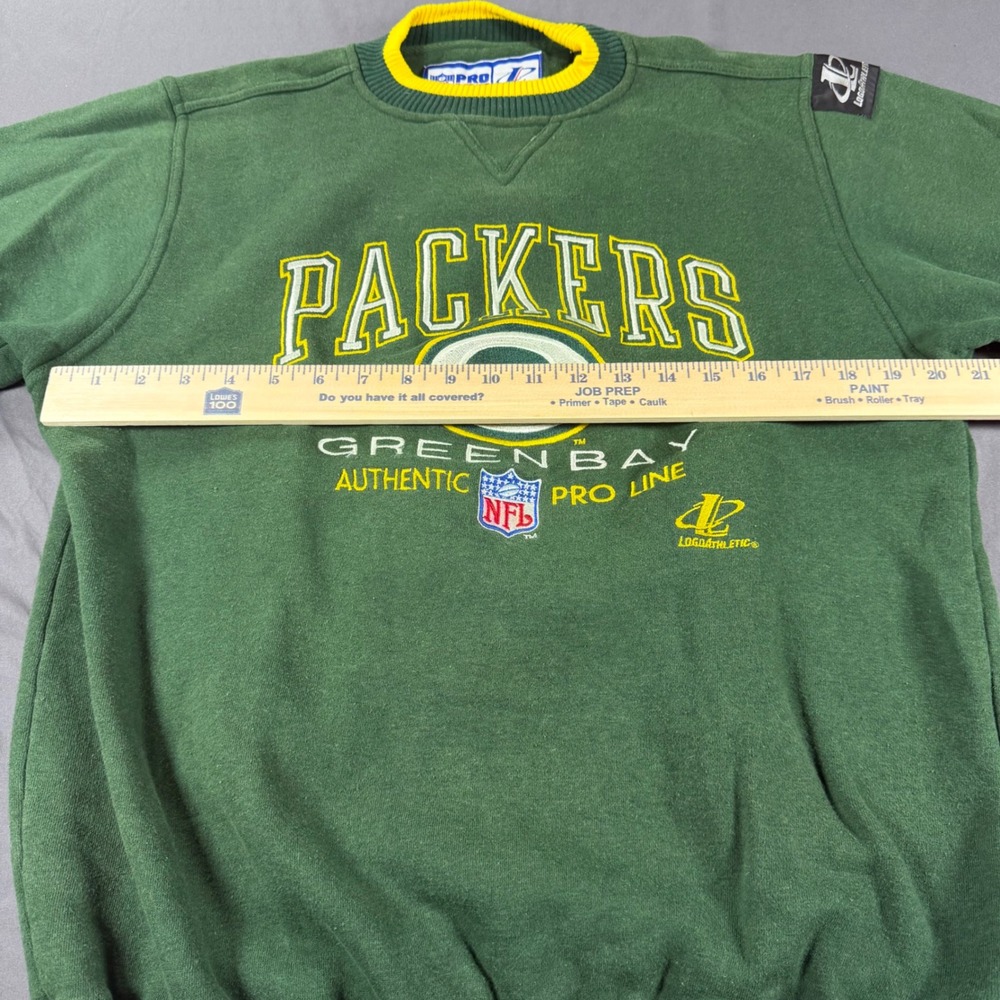 Vintage Logo Athletic Green Bay Packers NFL ProLine Sweatshirt Mens Medium Green - Picture 2 of 9